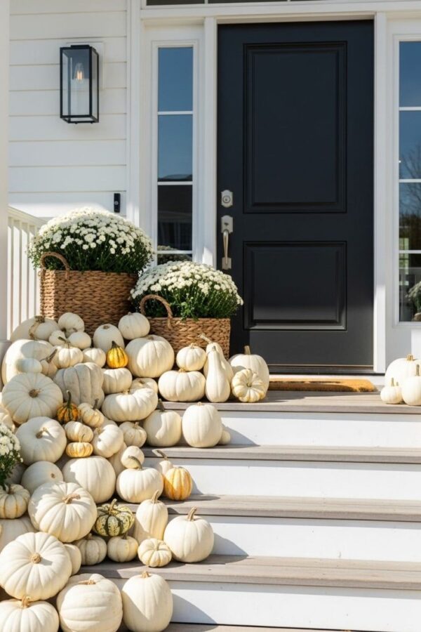Ultra All White Fairytale Pumpkin Installation - Image 4